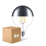 Mehrfachpackung 4x Philips Classic LED Globe E27 Fadenlampe Spiegel Klar 120mm 7.2W 650lm - 827 Extra Warmweiß | Dimmbar - Ersatz Für 60W